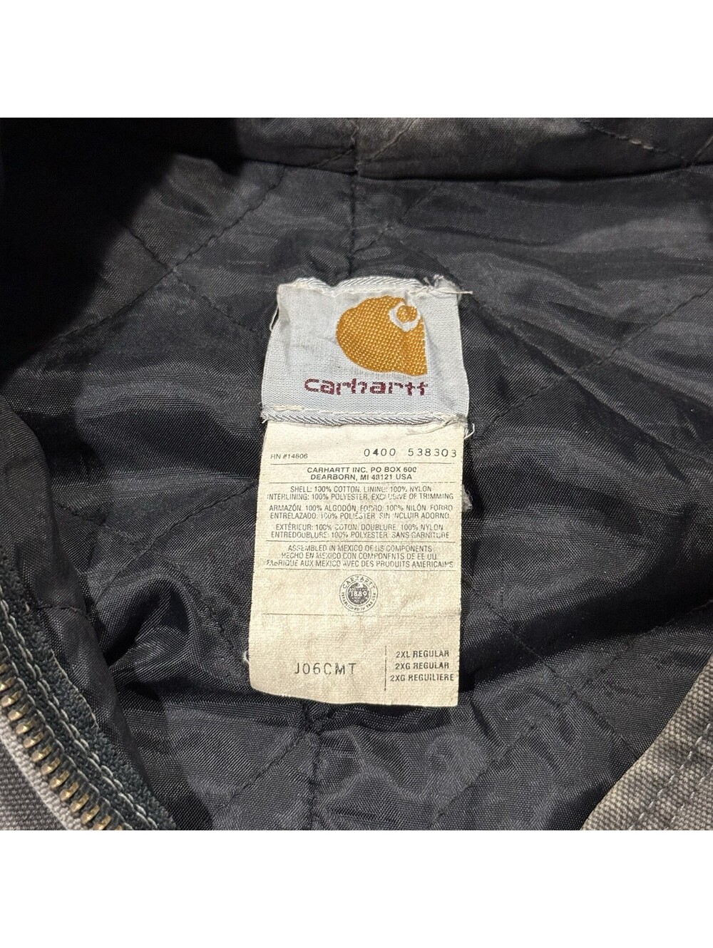 Vintage 90s Carhartt J06 CMT Quilted Flannel Lined Duck Active Jacket Size 2XL - Picture 3 of 9